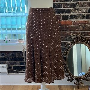 Brown Polka Dot Midi Skirt